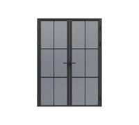 Bloc porte réversible à deux battants en aluminium et verre trempé fumé - 2 x H204 x L73 cm - Noir - SEROTO