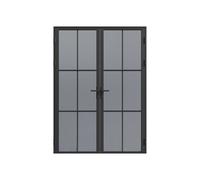 Bloc porte réversible à deux battants en aluminium et verre trempé fumé - 2 x H204 x L83 cm - Noir - SEROTO