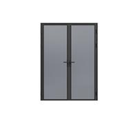 Bloc porte réversible à deux battants en aluminium et verre trempé fumé - 2 x H204 x L93 cm - Noir - LOXTON