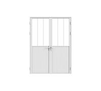 Bloc porte réversible à deux battants en aluminium et verre trempé style atelier - 2 x H204 x L83 cm - Blanc - ERMELO