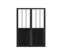 Bloc porte réversible à deux battants en aluminium et verre trempé style atelier - 2 x H204 x L93 cm - Noir - ERMELO