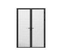 Bloc porte réversible à deux battants en aluminium et verre trempé texturé - 2 x H204 x L83 cm - Noir - LOXTON