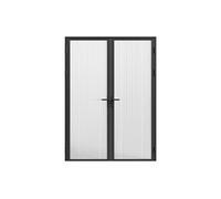 Bloc porte réversible à deux battants en aluminium et verre trempé texturé - 2 x H204 x L83 cm - Noir - LOXTON