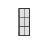 Bloc porte réversible en aluminium et verre dépoli - H204 x L73 cm - Noir - SEROTO