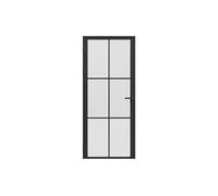 Bloc porte réversible en aluminium et verre dépoli - H204 x L83 cm - Noir - SEROTO