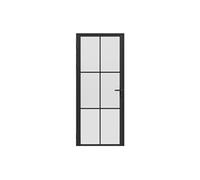 Bloc porte réversible en aluminium et verre dépoli - H204 x L93 cm - Noir - SEROTO