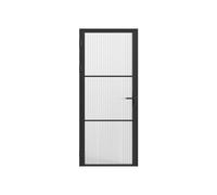Bloc porte réversible en aluminium et verre texturé - H204 x L73 cm - Noir - MASERU