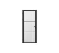 Bloc porte réversible en aluminium et verre texturé - H204 x L83 cm - Noir - MASERU