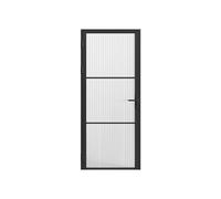 Bloc porte réversible en aluminium et verre texturé - H204 x L93 cm - Noir - MASERU