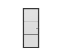 Bloc porte réversible en aluminium et verre trempé dépoli - H204 x L83 cm - Noir - MASERU