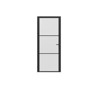 Bloc porte réversible en aluminium et verre trempé dépoli - H204 x L83 cm - Noir - MASERU