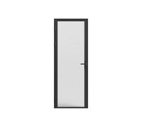 Bloc porte réversible en aluminium et verre trempé dépoli - H204 x L93 cm - Noir - LOXTON
