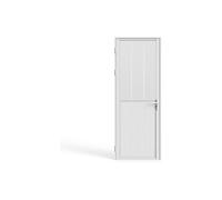 Bloc porte réversible en aluminium et verre trempé dépoli style atelier - H204 x L73 cm - Blanc - ERMELO
