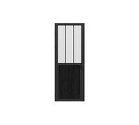 Bloc porte réversible en aluminium et verre trempé dépoli style atelier - H204 x L73 cm - Noir - ERMELO