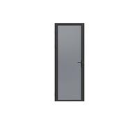 Bloc porte réversible en aluminium et verre trempé fumé - H204 x L73 cm - Noir - LOXTON