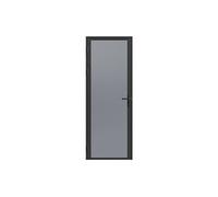 Bloc porte réversible en aluminium et verre trempé fumé - H204 x L73 cm - Noir - LOXTON