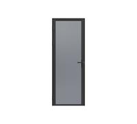 Bloc porte réversible en aluminium et verre trempé fumé - H204 x L83 cm - Noir - LOXTON