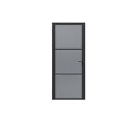 Bloc porte réversible en aluminium et verre trempé fumé - H204 x L83 cm - Noir - MASERU Noir