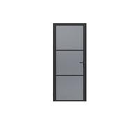 Bloc porte réversible en aluminium et verre trempé fumé - H204 x L83 cm - Noir - MASERU