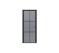 Bloc porte réversible en aluminium et verre trempé fumé - H204 x L83 cm - Noir - SEROTO