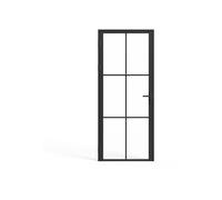 Bloc porte réversible en aluminium et verre trempé - H204 x L73 cm - Noir - SEROTO