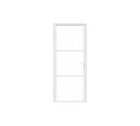Vente-unique - Bloc porte réversible en aluminium et verre trempé - H204 x L93 cm - Blanc - MASERU