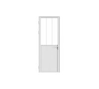 Vente-unique - Bloc porte réversible en aluminium et verre trempé style atelier - H204 x L73 cm - Blanc - ERMELO