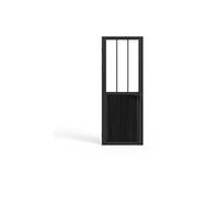 Vente-unique - Bloc porte réversible en aluminium et verre trempé style atelier - H204 x L93 cm - Noir - ERMELO