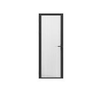 Bloc porte réversible en aluminium et verre trempé texturé - H204 x L73 cm - Noir - LOXTON