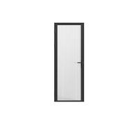 Bloc porte réversible en aluminium et verre trempé texturé - H204 x L73 cm - Noir - LOXTON