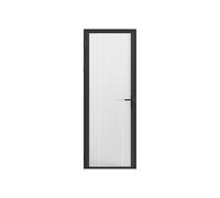 Bloc porte réversible en aluminium et verre trempé texturé - H204 x L83 cm - Noir - LOXTON