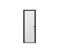 Vente-unique - Bloc porte réversible en aluminium et verre trempé texturé - H204 x L83 cm - Noir - LOXTON