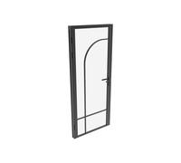 Bloc porte réversible style verrière en aluminium et verre trempé - H204 x L73 cm - Noir - CLOSIDA