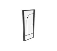 Vente-unique - Bloc porte réversible style verriére en aluminium et verre trempé - H204 x L73 cm - Noir - CLOSIDA