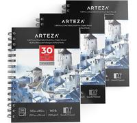 Bloc pour aquarelle ARTEZA Expert, papier pressé à froid sans acide, 5.5 x 8.5 pouces, reliure spirale, 140lb/300gsm, 30 feuilles, paquet de 3