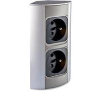 Orno Multiprise électrique AE-1303 – 3680W, Prise Type E, montage à 45° pour cuisine et bureau – Argent