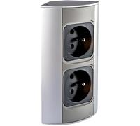Orno Multiprise électrique AE-1303 – 3680W, Prise Type E, montage à 45° pour cuisine et bureau – Argent