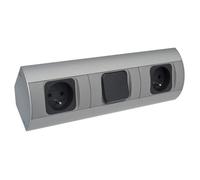 Bloc prises - ORNO - Rectangulaire - 2 prises - Aluminium et Plastique - Interrupteur intégré