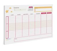 Bloc programme semaine 7 jours - planner pour travail, étude ou organisation familiale. Semainier A4 en français - Organisateur tableau coloré. 3 Sections par jour pour planifier et organiser.