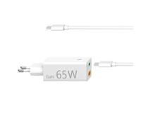Hama Chargeur rapide Type C 65W GaN PD + QC 3.0 – Câble Type C inclus – Blanc
