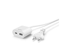 Bloc sect. USB avec câble de 1,9m de long, 3,5A, 1 USB-A, 1 USB-C, blc