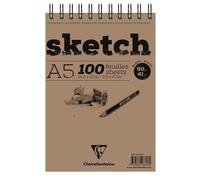 Clairefontaine Bloc spiralé Sketch – 100 feuilles détachables A5 (14,8×21 cm) 90 g Blanc