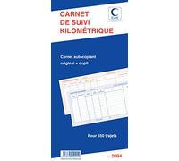 ELVE Carnet de suivi kilométrique spiralé 50 Dupli, 550 trajets, 29,7 x 140