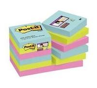 Post-it Blocs-notes Super Sticky – Collection Miami – 12 blocs 47,6×47,6 mm, 90 feuilles/bloc
