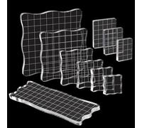 Bloc Tampon Acrylique Transparent, 10 pièces Bloc Acrylique avec Lignes de Quadrillage, 0,7 cm D'épaisseur, pour Scrapbooking, Fabrication de Cartes Crafts Making