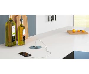 BLOC TWISTmultiprise encastré rond double prise couleur acier - BACHMANN - 931.002