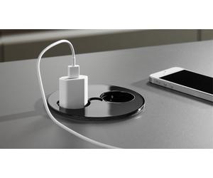 BLOC TWISTmultiprise encastré rond double prise couleur NOIR- BACHMANN - 931.152