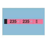 Bloc vestiaire piqué elve 3 coupons perforés détachables numérotés 1/1000 30x200mm 50 feuillets coloris rose