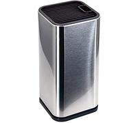 Bloc Vide pour Couteaux,Bloc à couteaux, support pour ustensiles de cuisine en acier, rangement argenté avec fentes pour ciseaux ou objets de coupe aigue (carré)