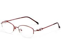 Blocage De La Lumière Bleue pour Les Femmes Lunettes De Lecture élégantes à Demi-Monture, Cadres en Alliage Ultralégers, Lecteurs D’Ordinateur Anti-Fatigue Oculaire, Red, 1 x